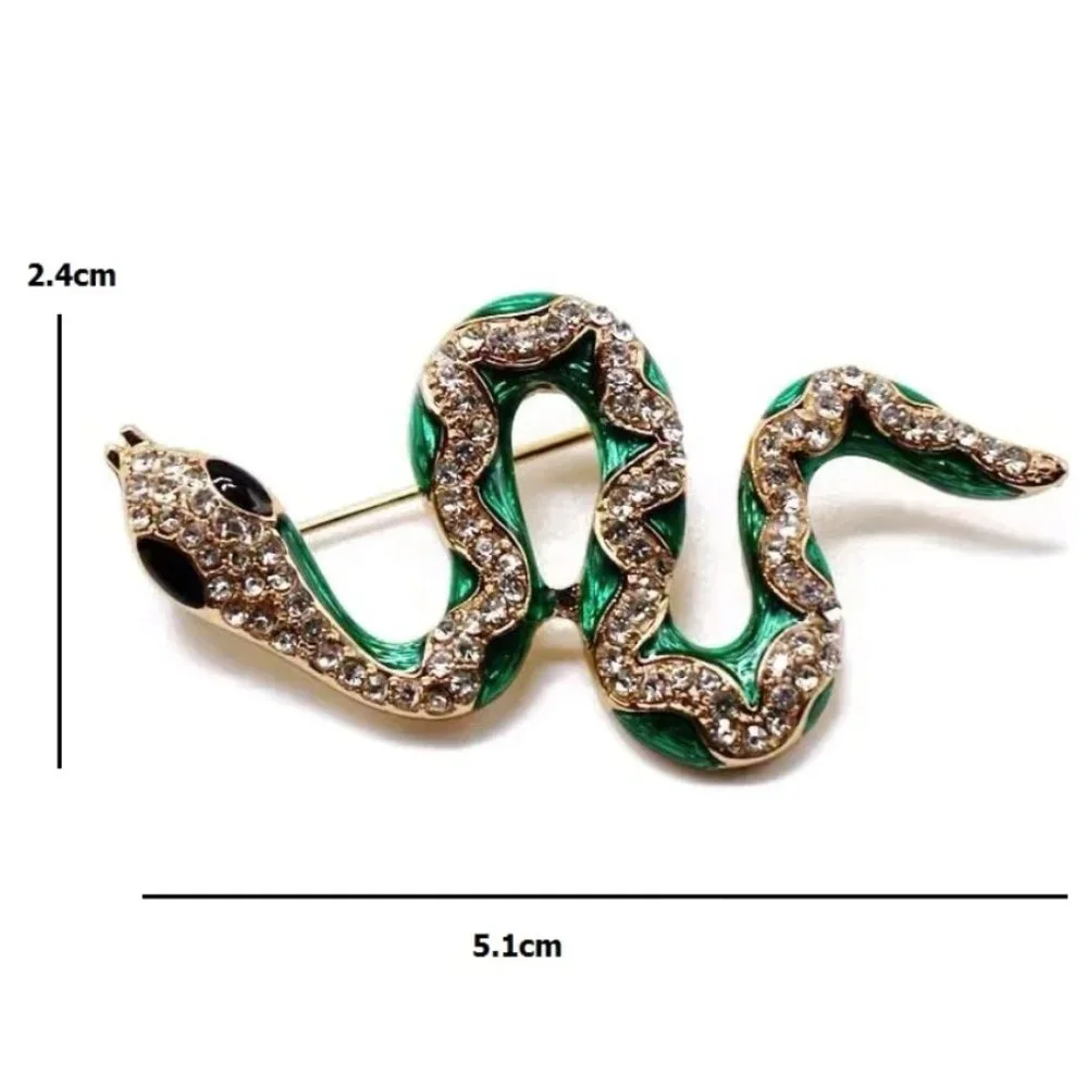 Green Snake Rhinestone Brooch - Picture 3 of 6
